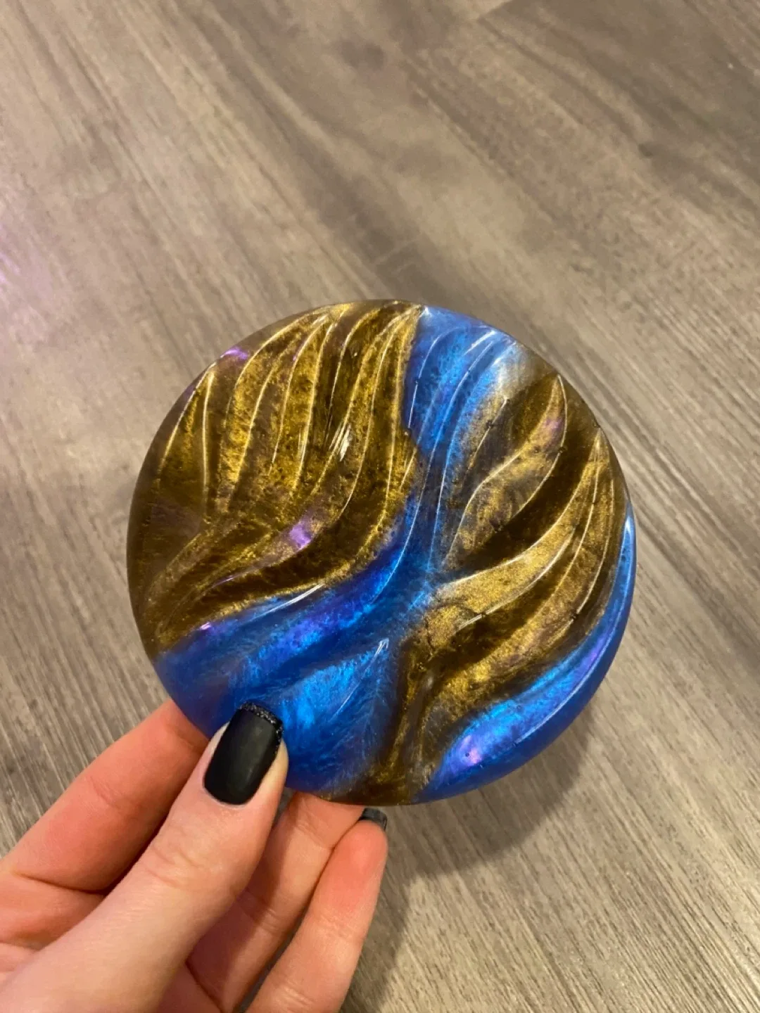 Handmade Resin Coaster - Blue & Gold