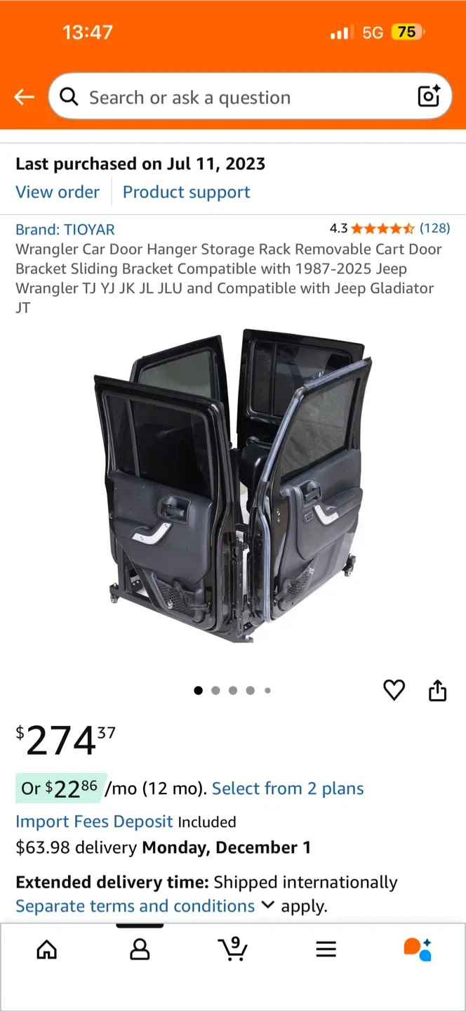 TIOYAR Wrangler Car Door Hanger