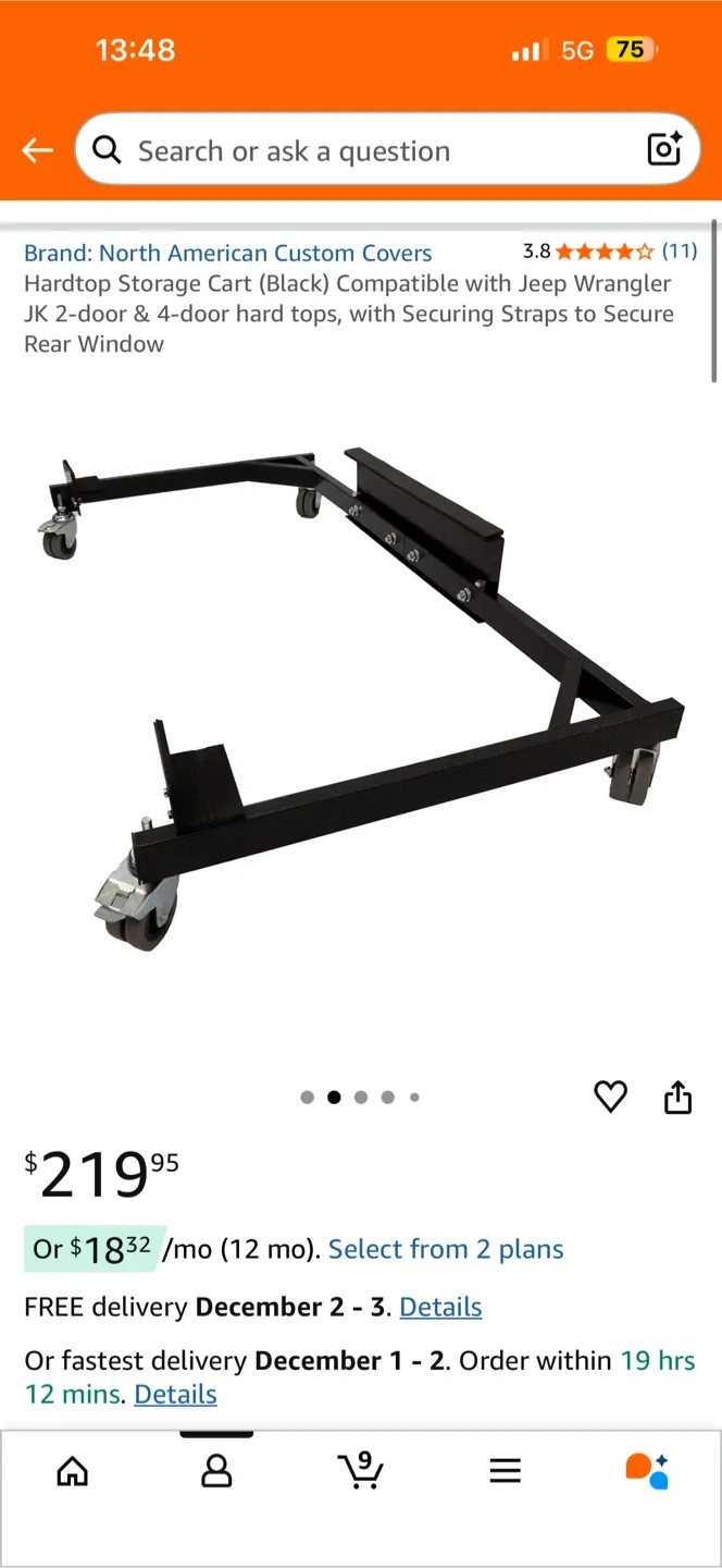 North American Custom Covers Hardtop Storage Cart