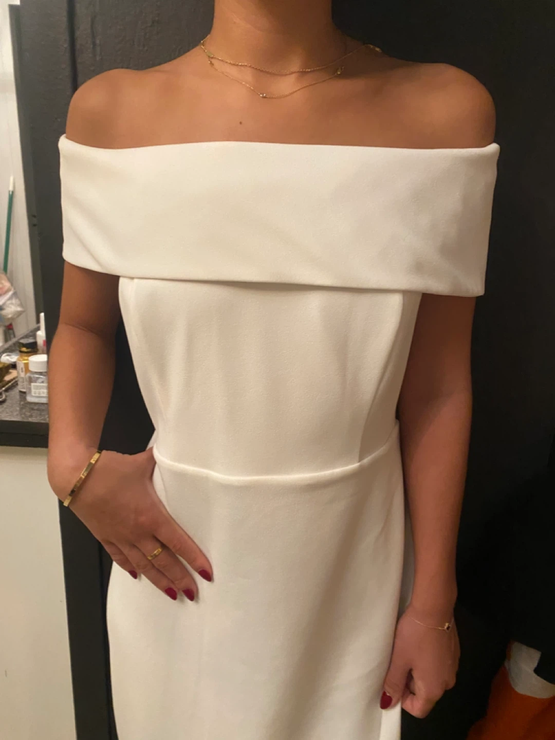 White Off-the-Shoulder Dress - photo 3