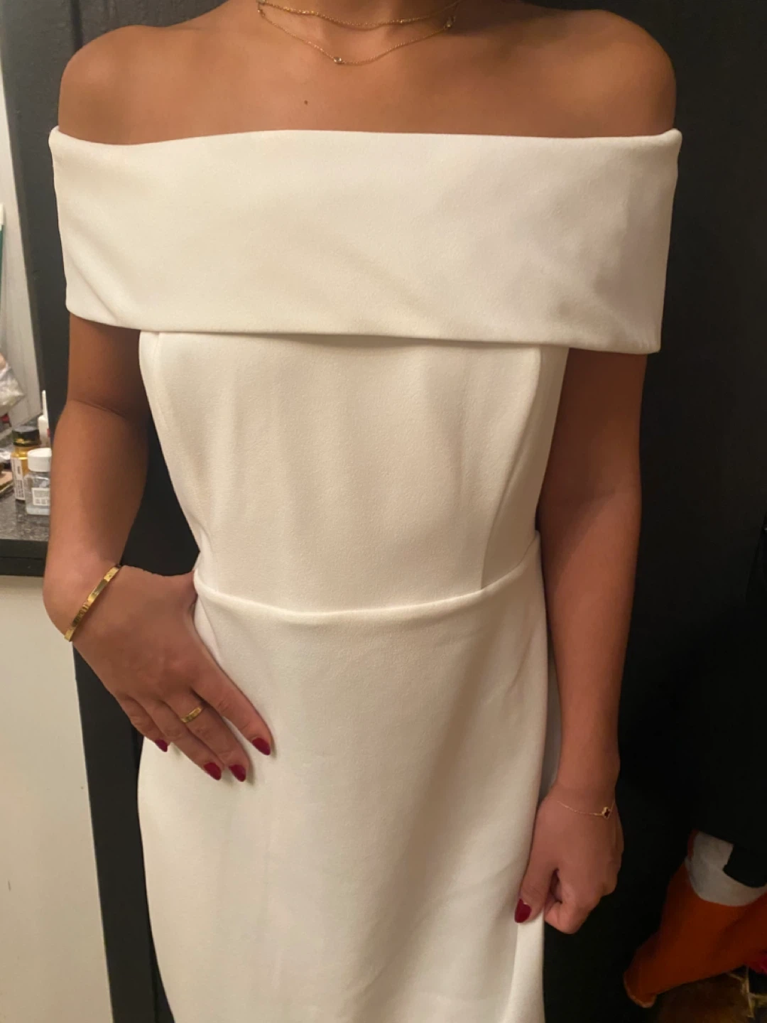 White Off-the-Shoulder Dress - photo 2