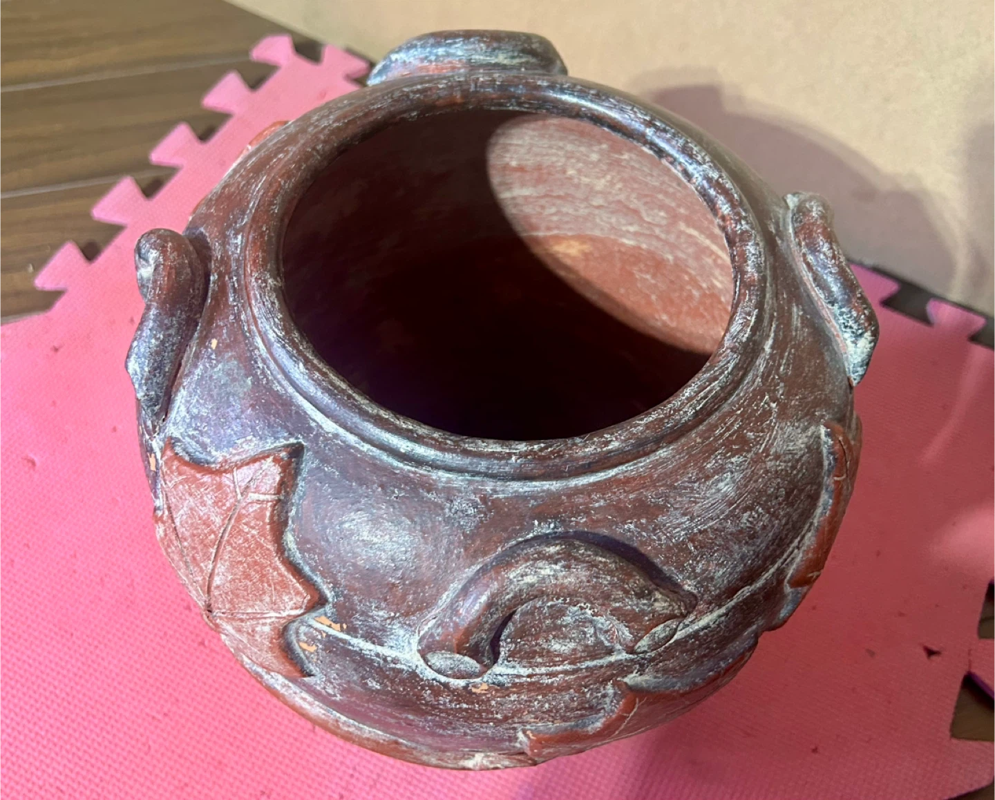 Decorative Brown Vase with Leaf Design - photo 2