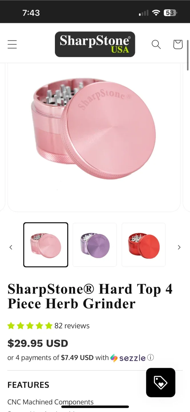 SharpStone Hard Top 4 Piece Herb Grinder