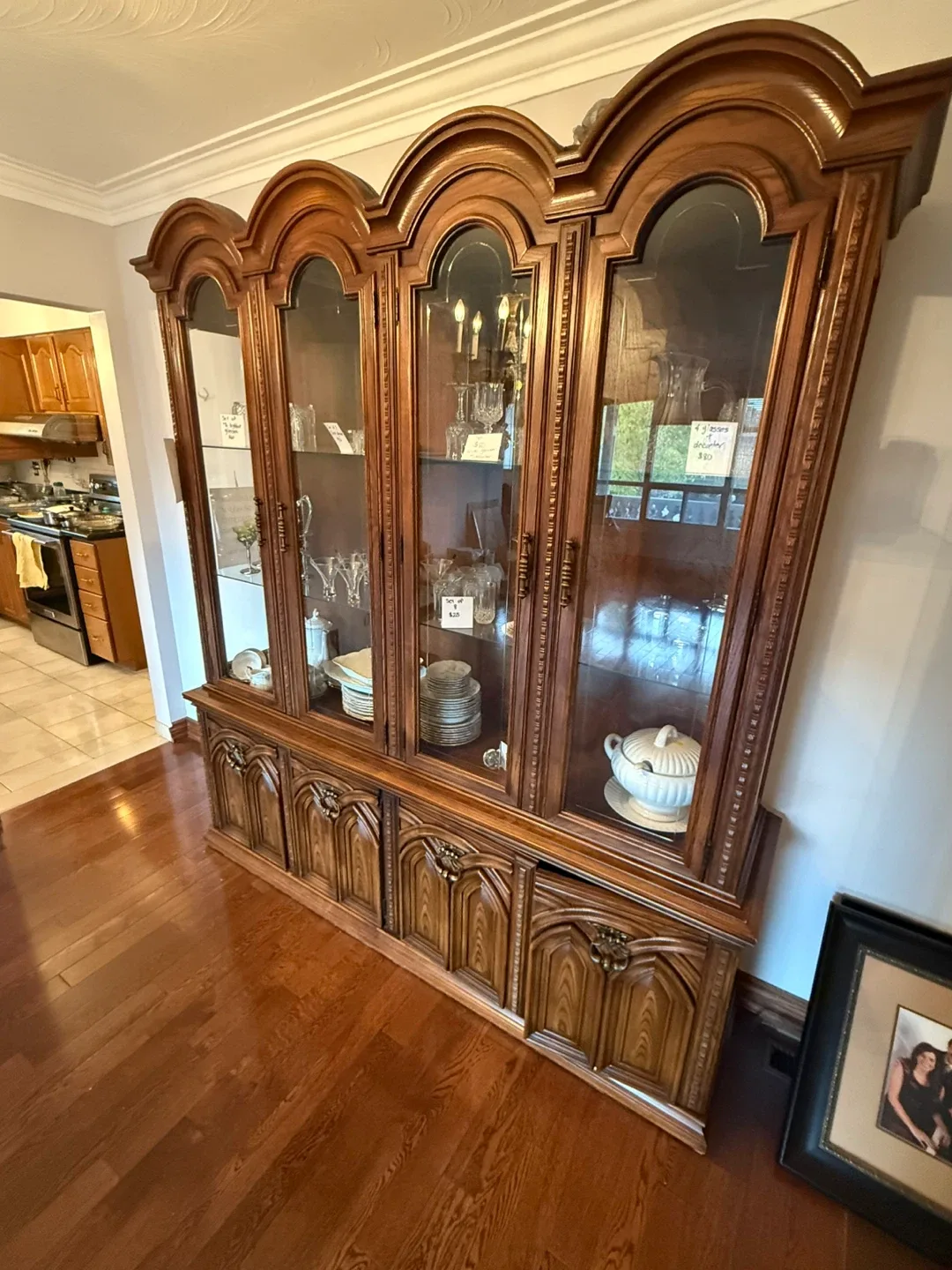 Vintage Solid Wood China Cabinet