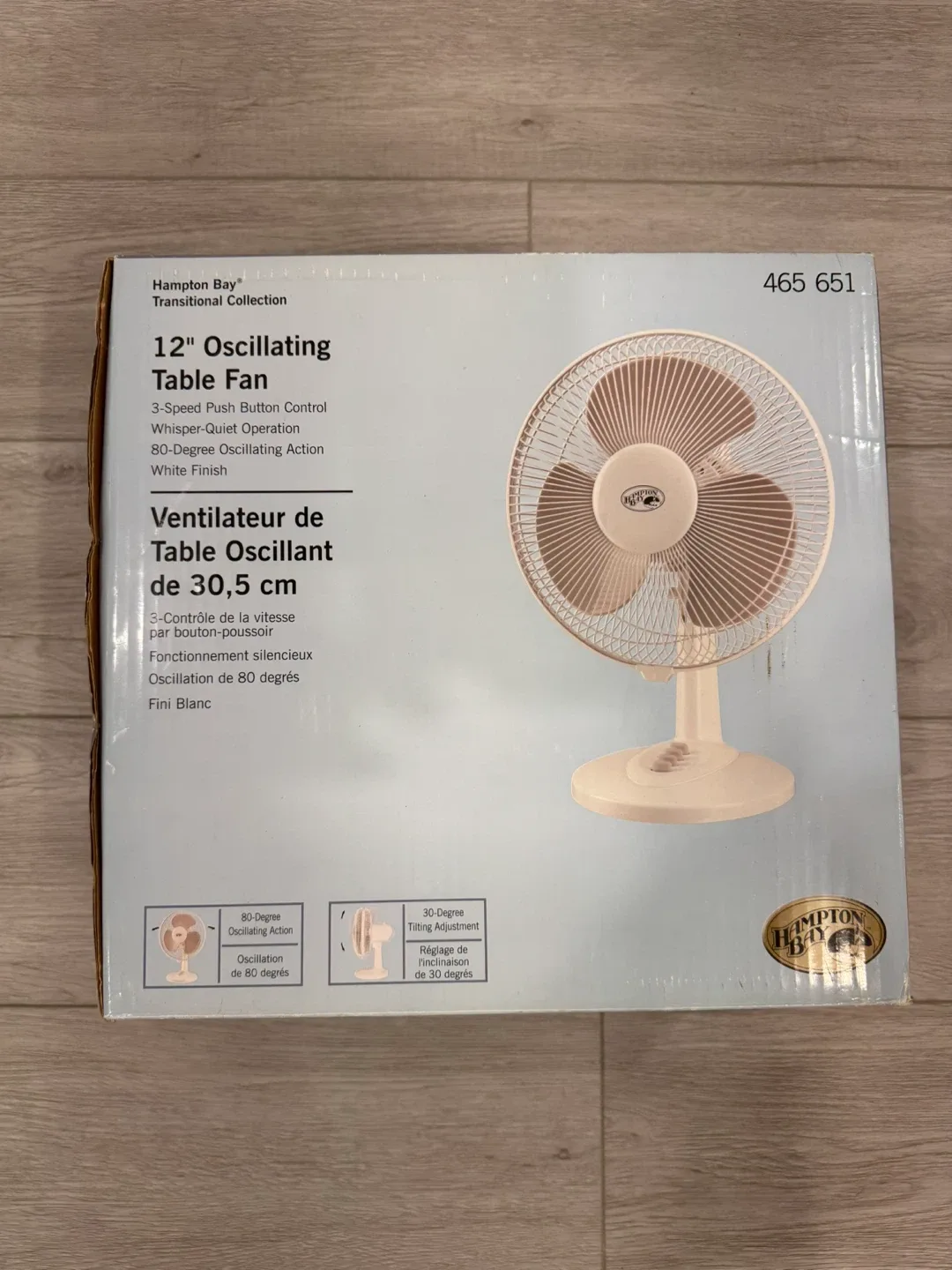 Hampton Bay 12" Oscillating Table Fan - White