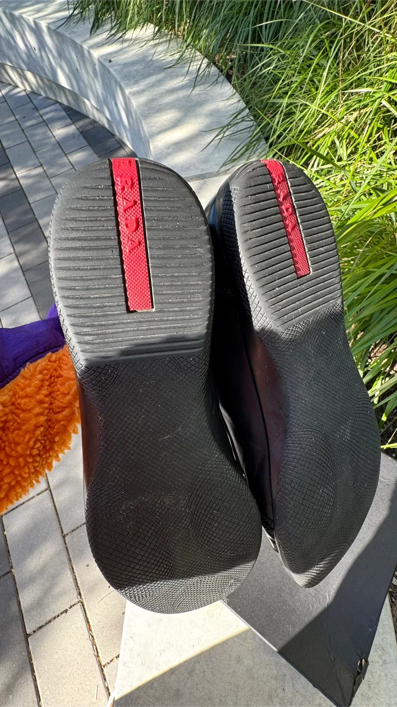 PRADA Black Leather High Top Sneakers Men image indicator(6)