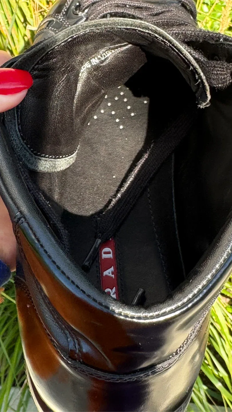 PRADA Black Leather High Top Sneakers Men image indicator(8)