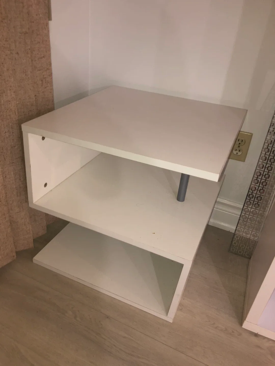 White Side Table with Shelves
