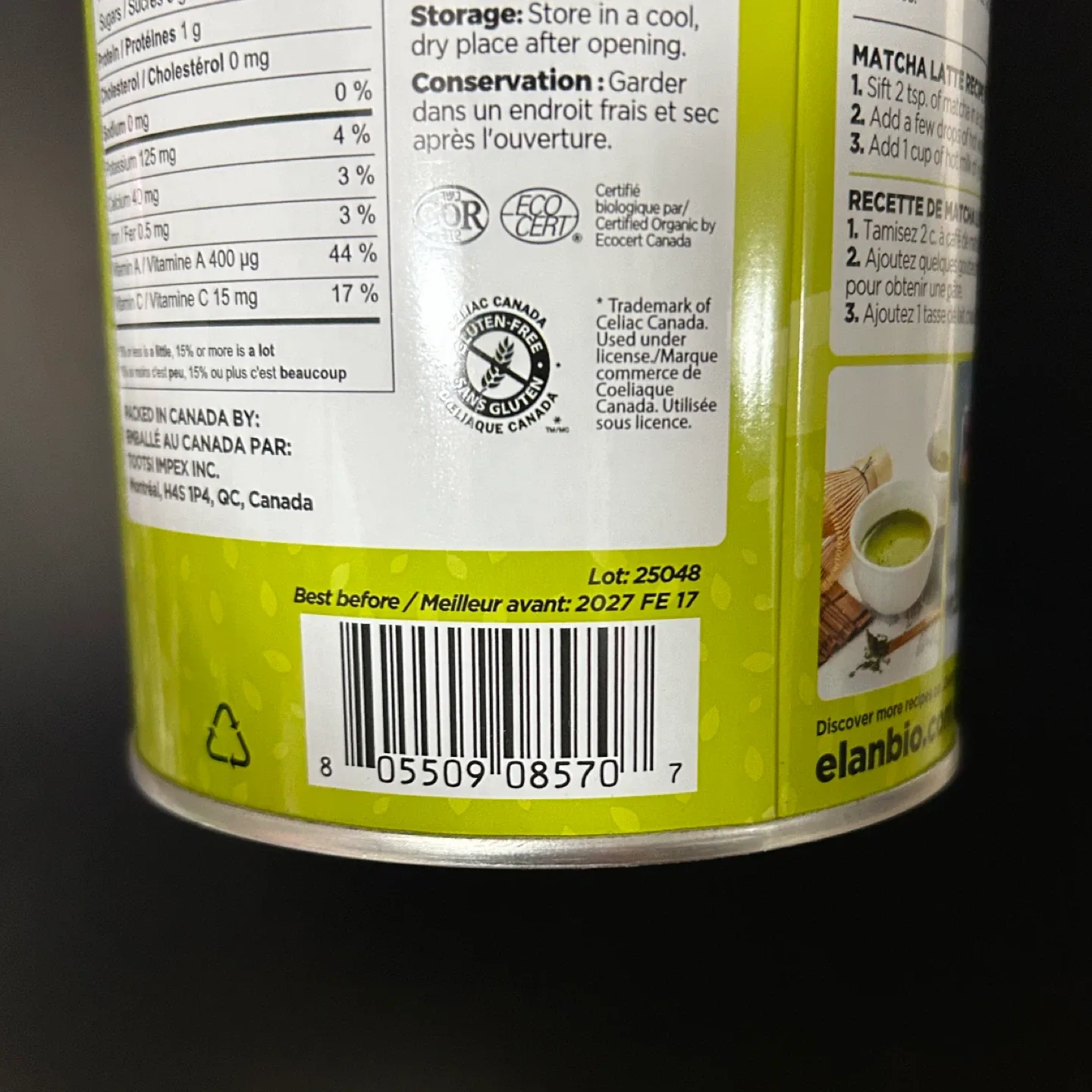 Elan Organic Matcha Green Tea Powder image indicator(8)