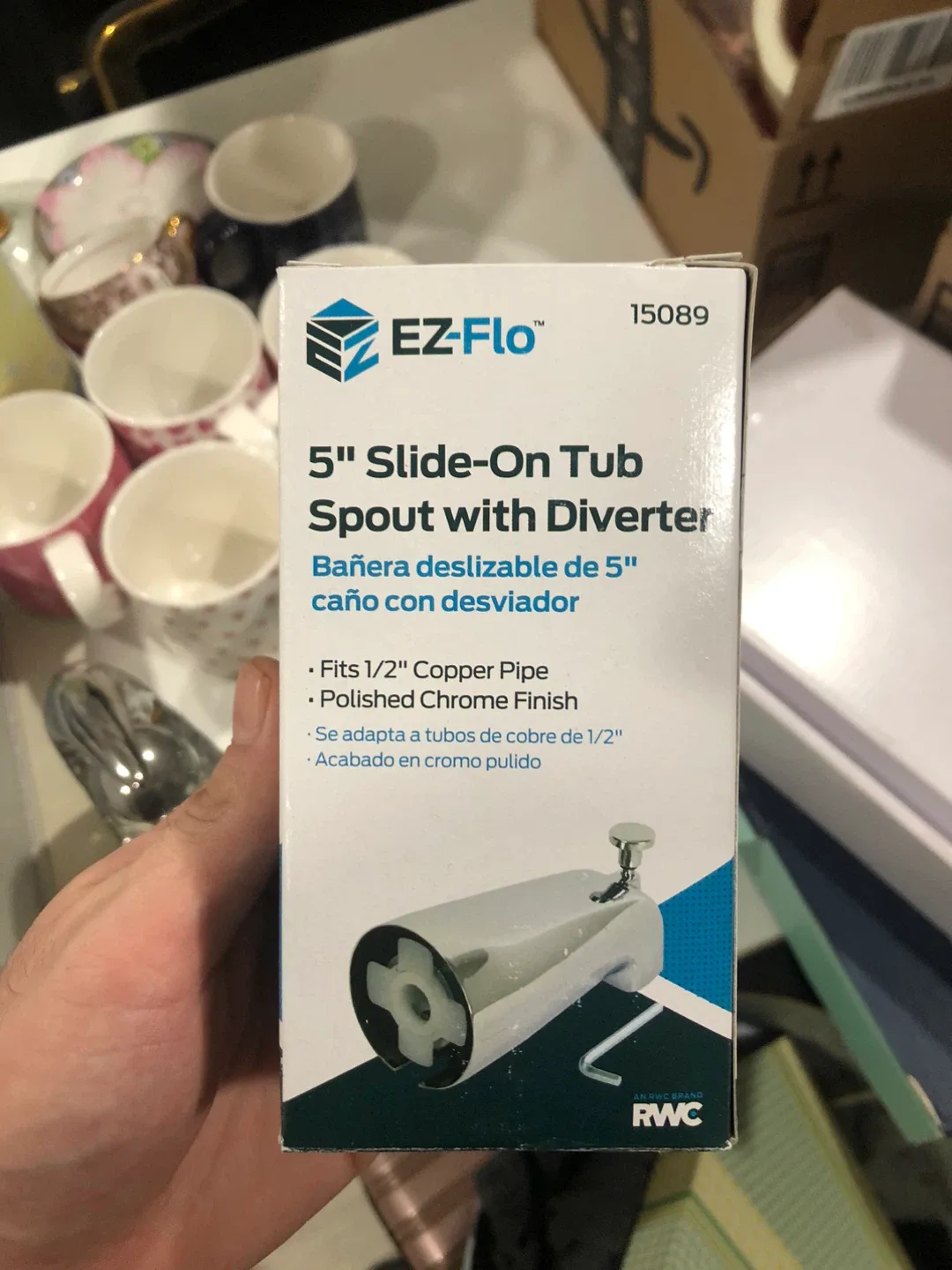 EZ-Flo 5" Slide-On Tub Spout with Diverter - New