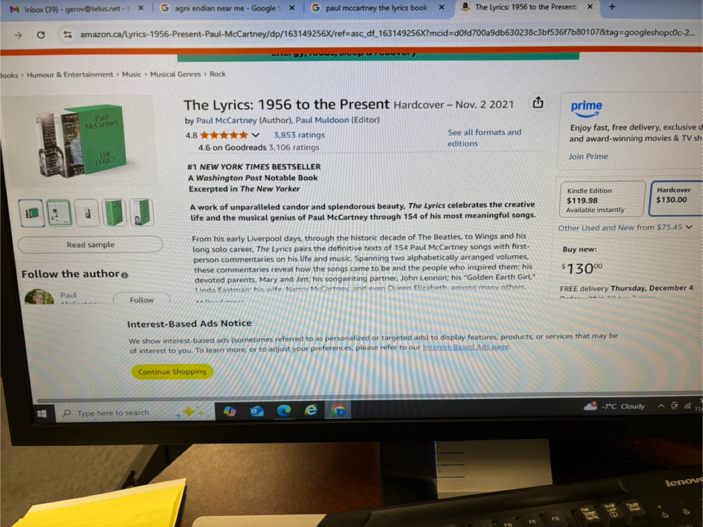 Paul McCartney 'The Lyrics: 1956 to the Present' Book