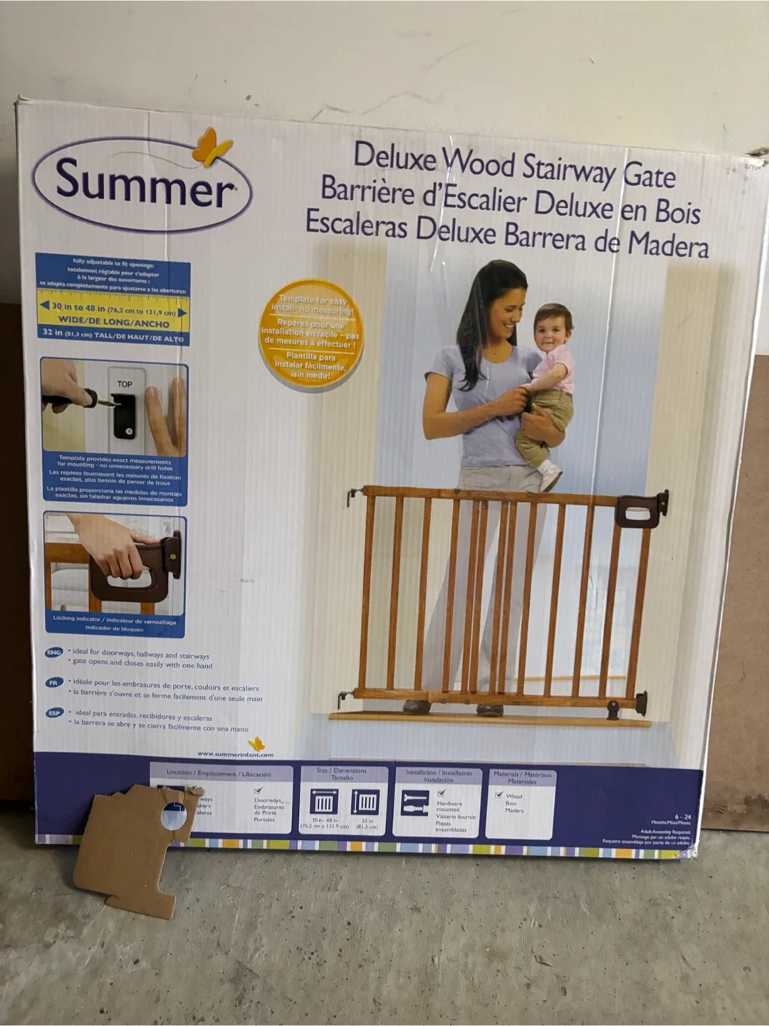 Summer Deluxe Wood Stairway Gate 30-48 in