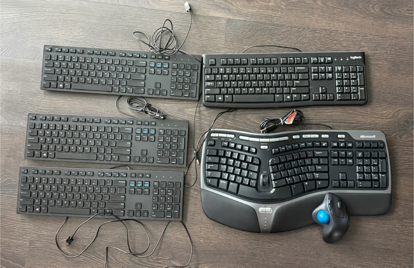 Keyboards – Dell, Logitech, Microsoft + Trackball Mouse