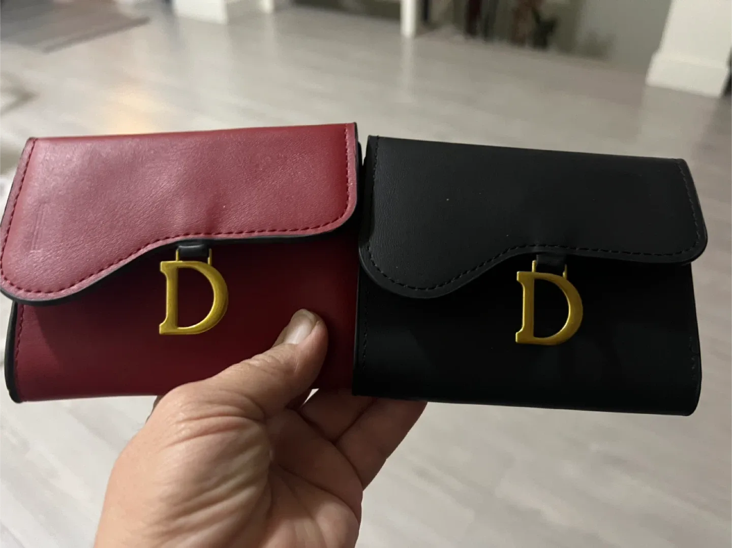 Set of 2 'D' Logo Wallets - Black & Red image indicator(3)