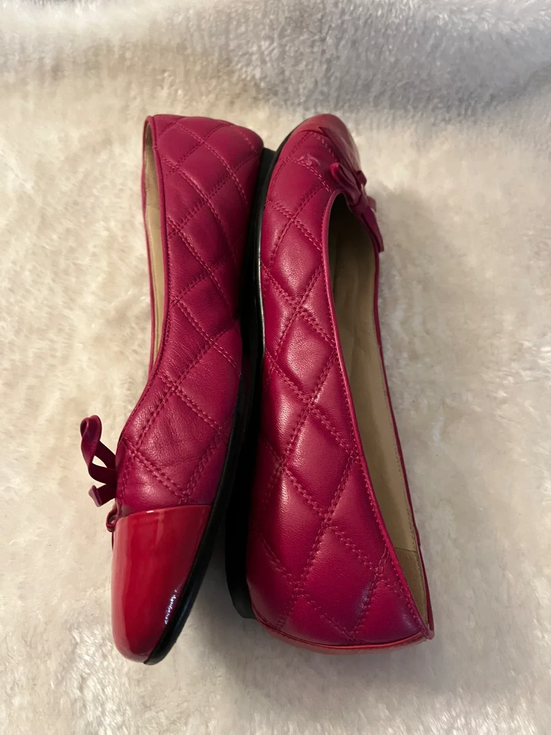 Browns Couture Red Leather Ballet Flats Size 40 image indicator(2)