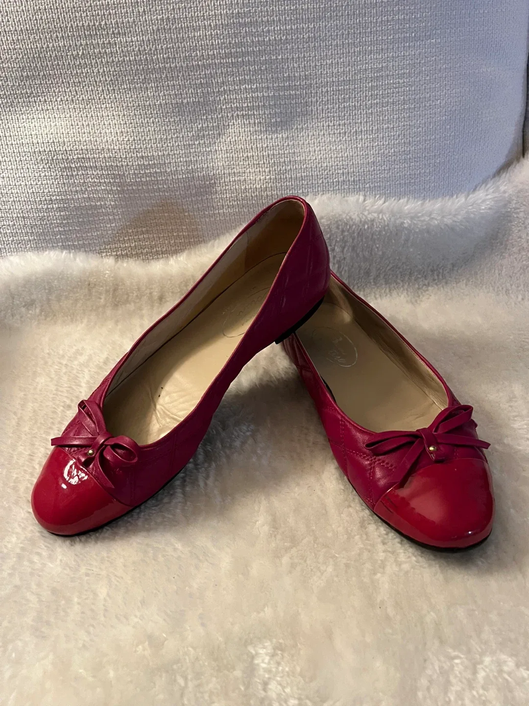 Browns Couture Red Leather Ballet Flats Size 40 image indicator(4)