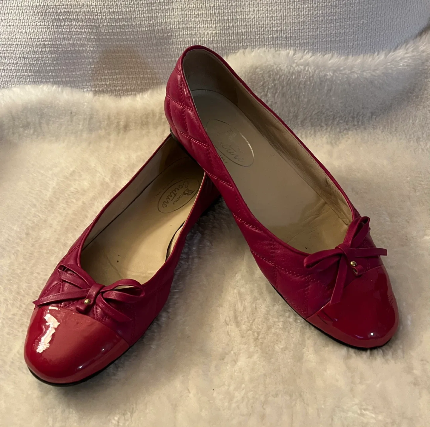 Browns Couture Red Leather Ballet Flats Size 40 image indicator(5)