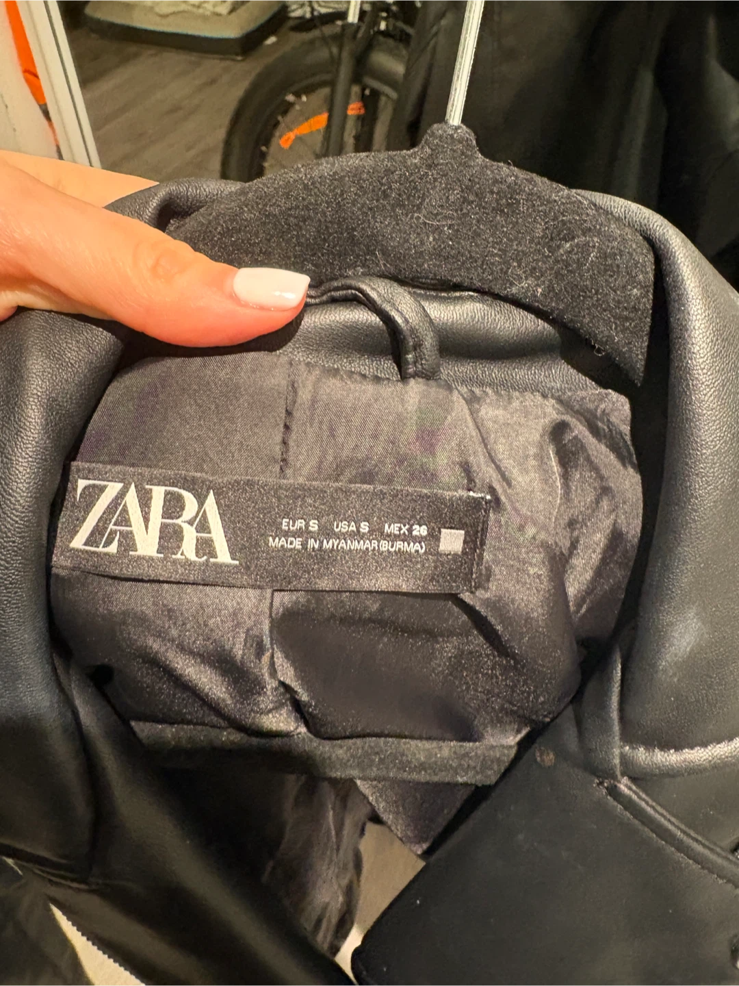 Zara Black Faux Leather Biker Jacket - Size S - photo 2