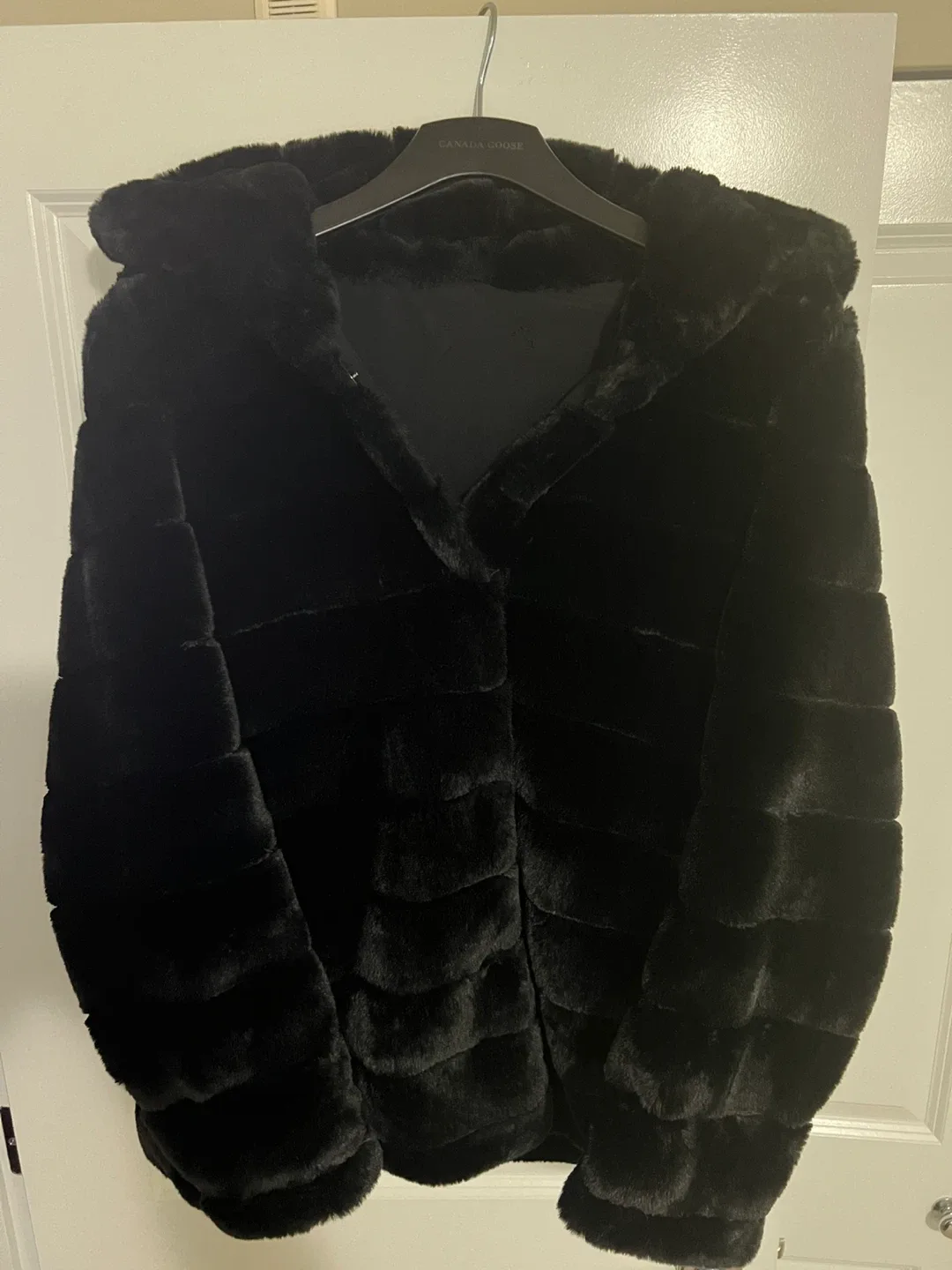 Black Faux Fur Hooded Coat image indicator(10)