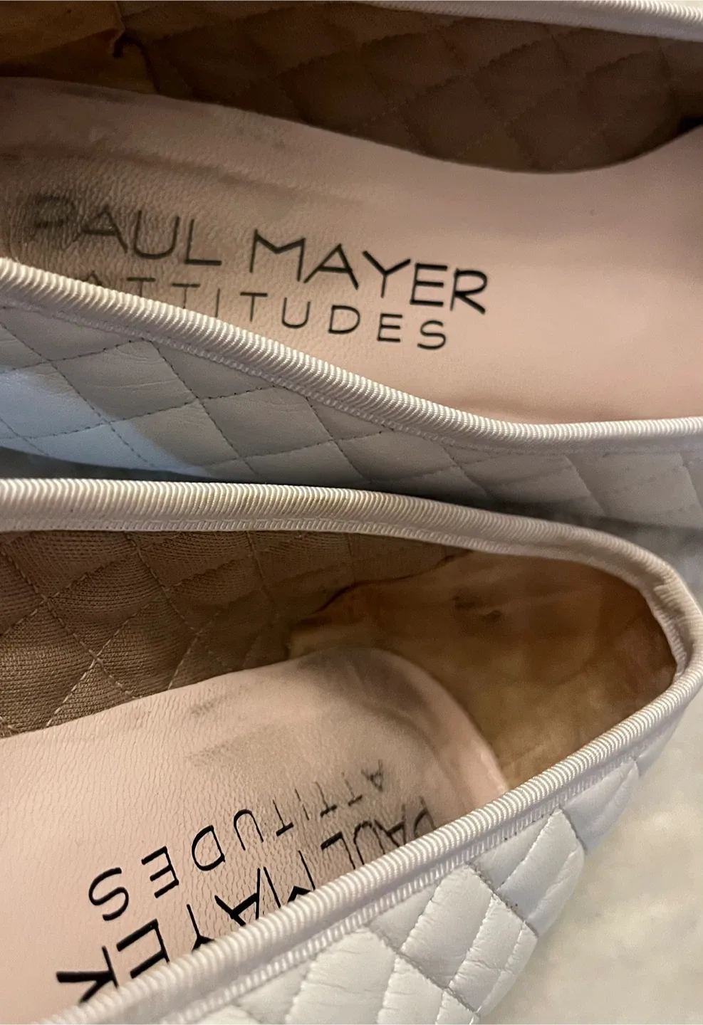 Paul Mayer Attitudes White Ballet Leather Flats image indicator(6)