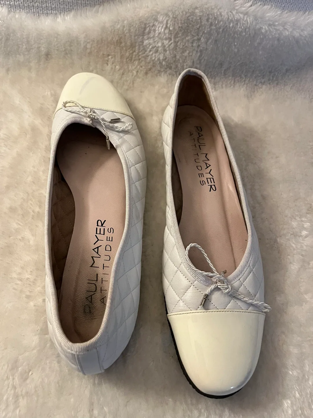 Paul Mayer Attitudes White Ballet Leather Flats image indicator(2)