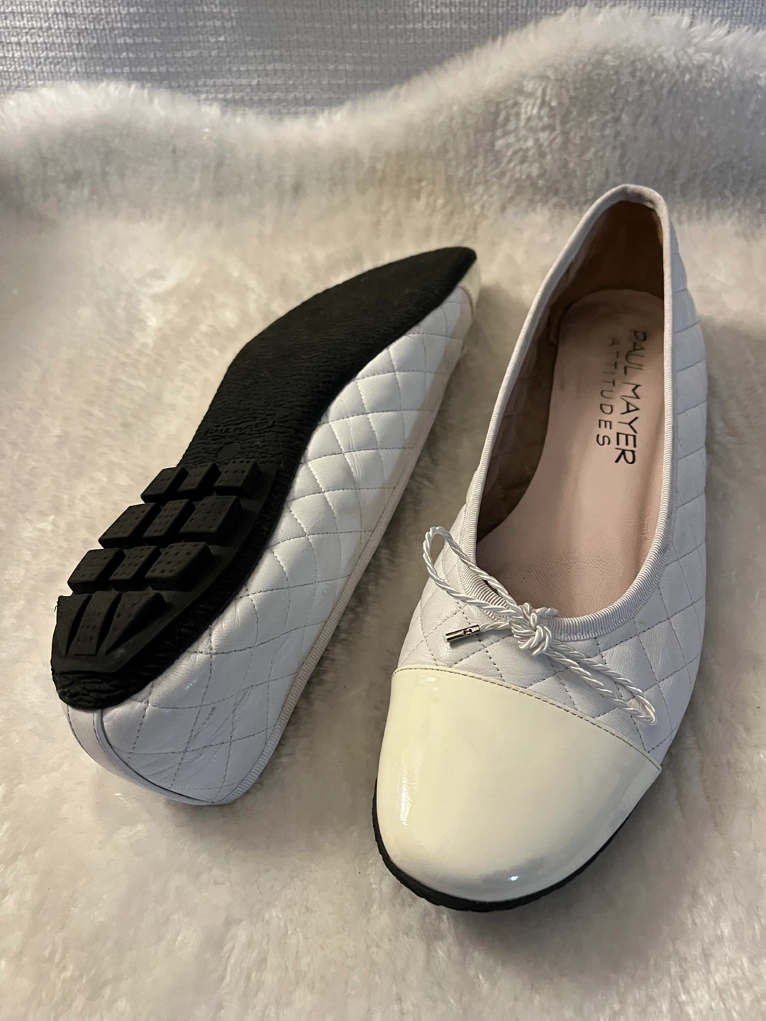 Paul Mayer Attitudes White Ballet Leather Flats