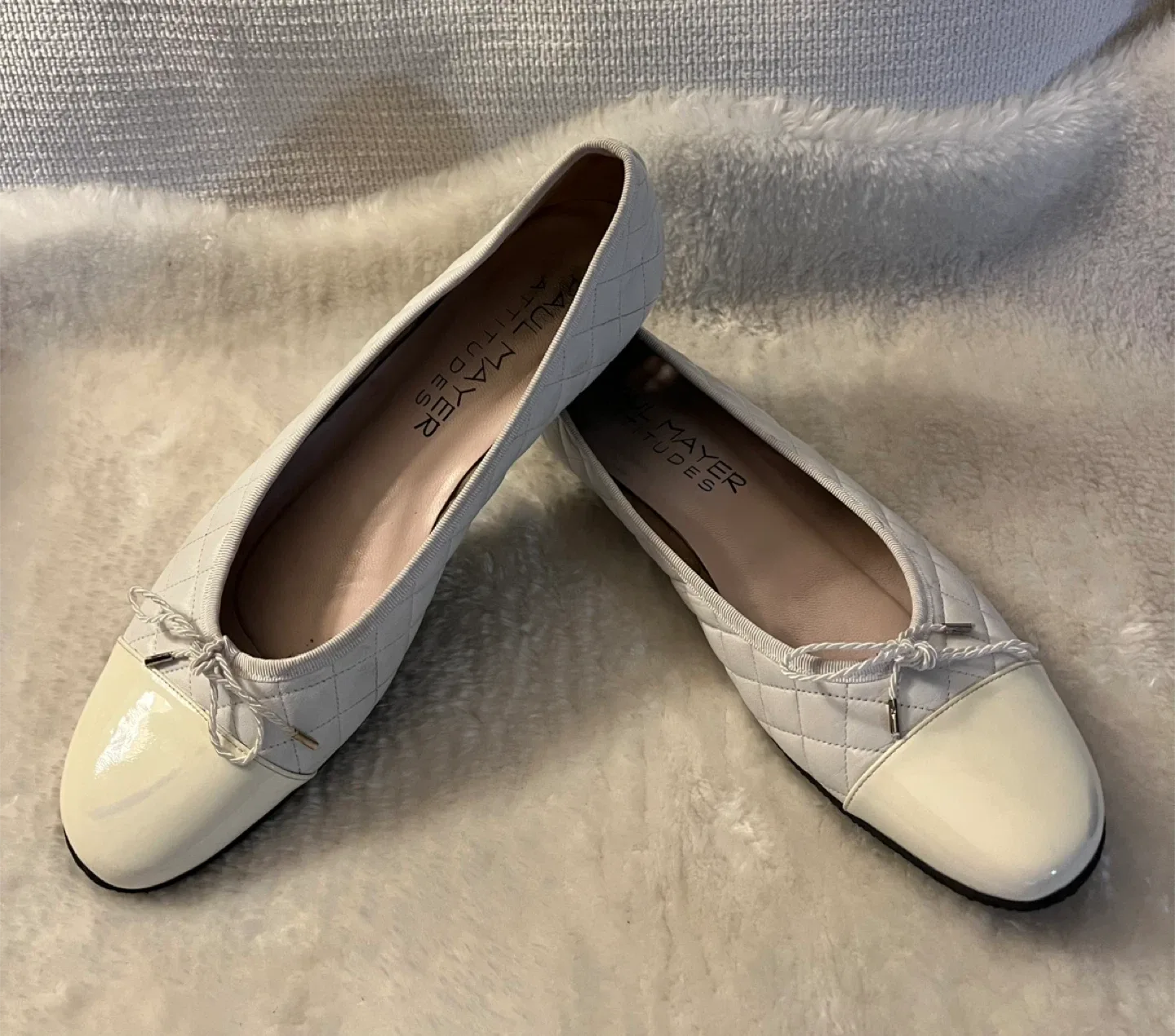 Paul Mayer Attitudes White Ballet Leather Flats image indicator(4)