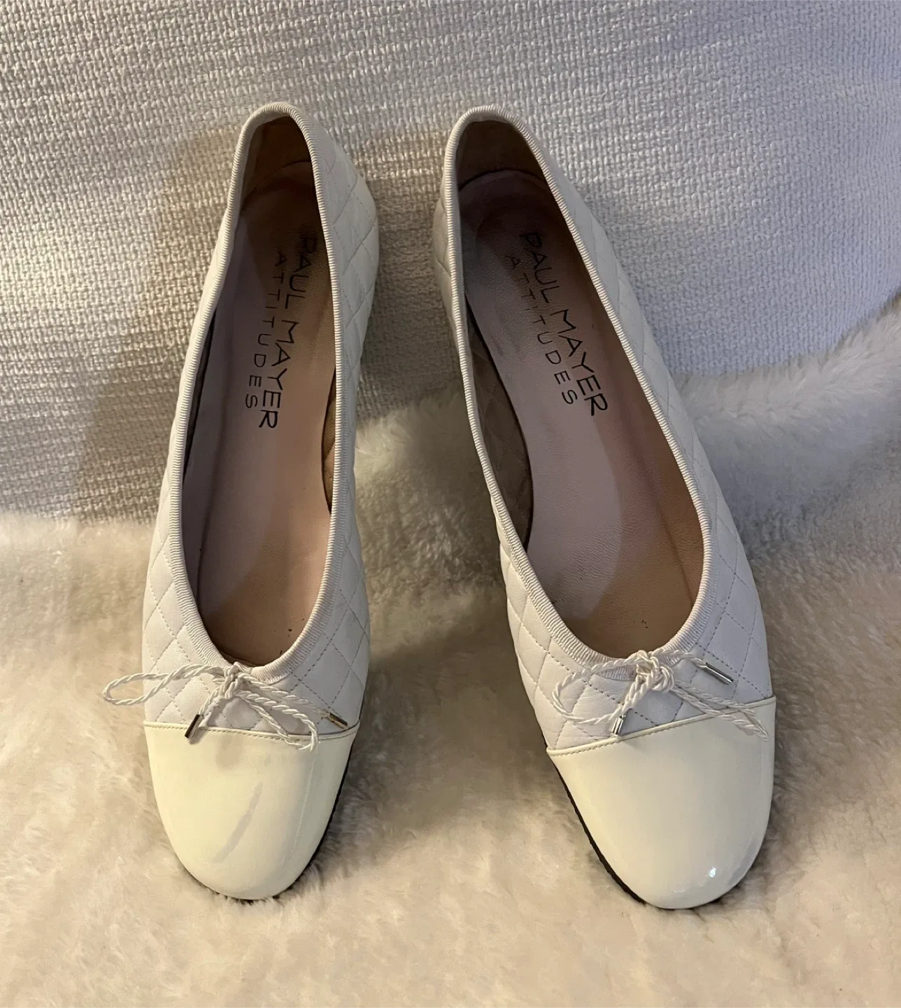 Paul Mayer Attitudes White Ballet Leather Flats image indicator(3)