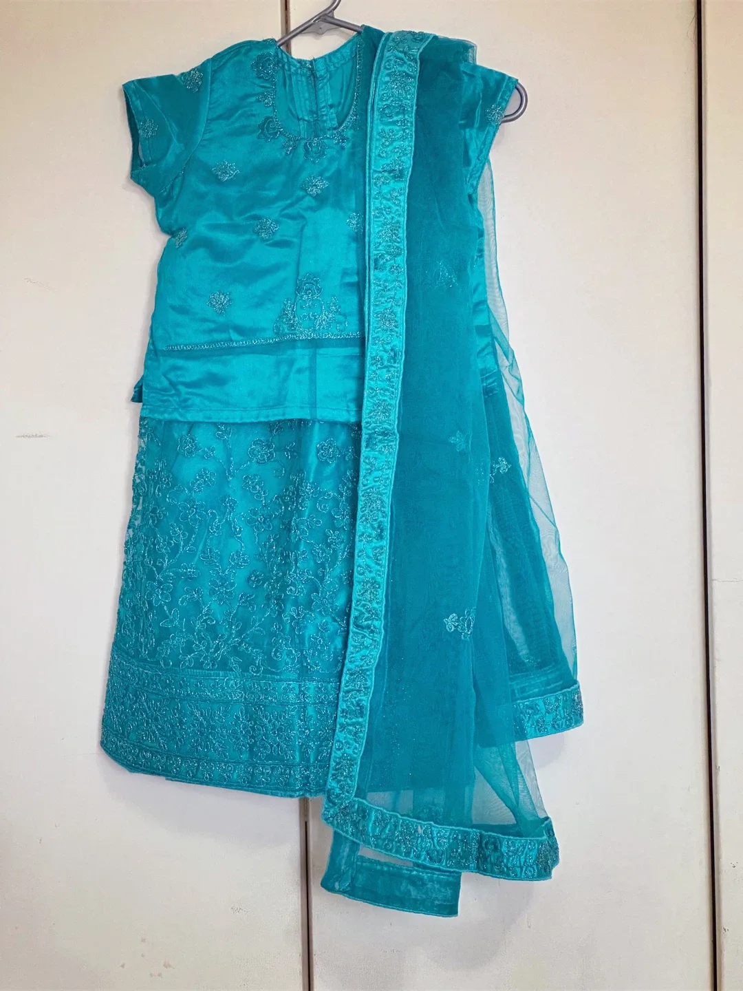 Kids Teal Lehenga Choli Set