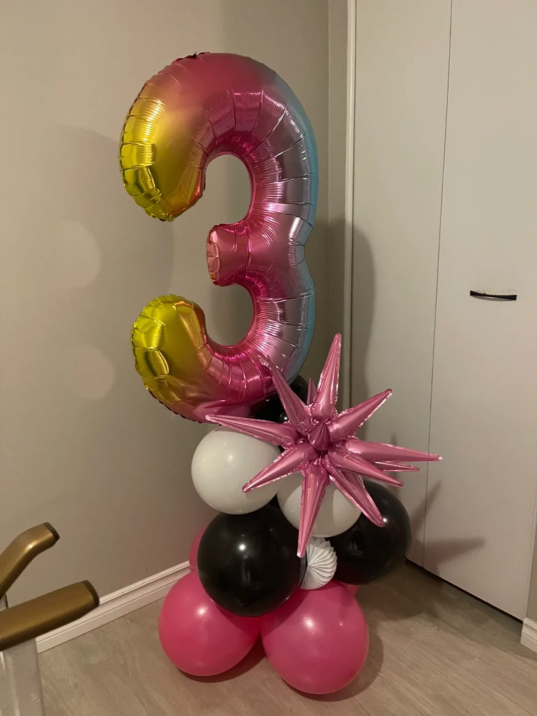 Unicorn & Number 3 Balloon Bouquet