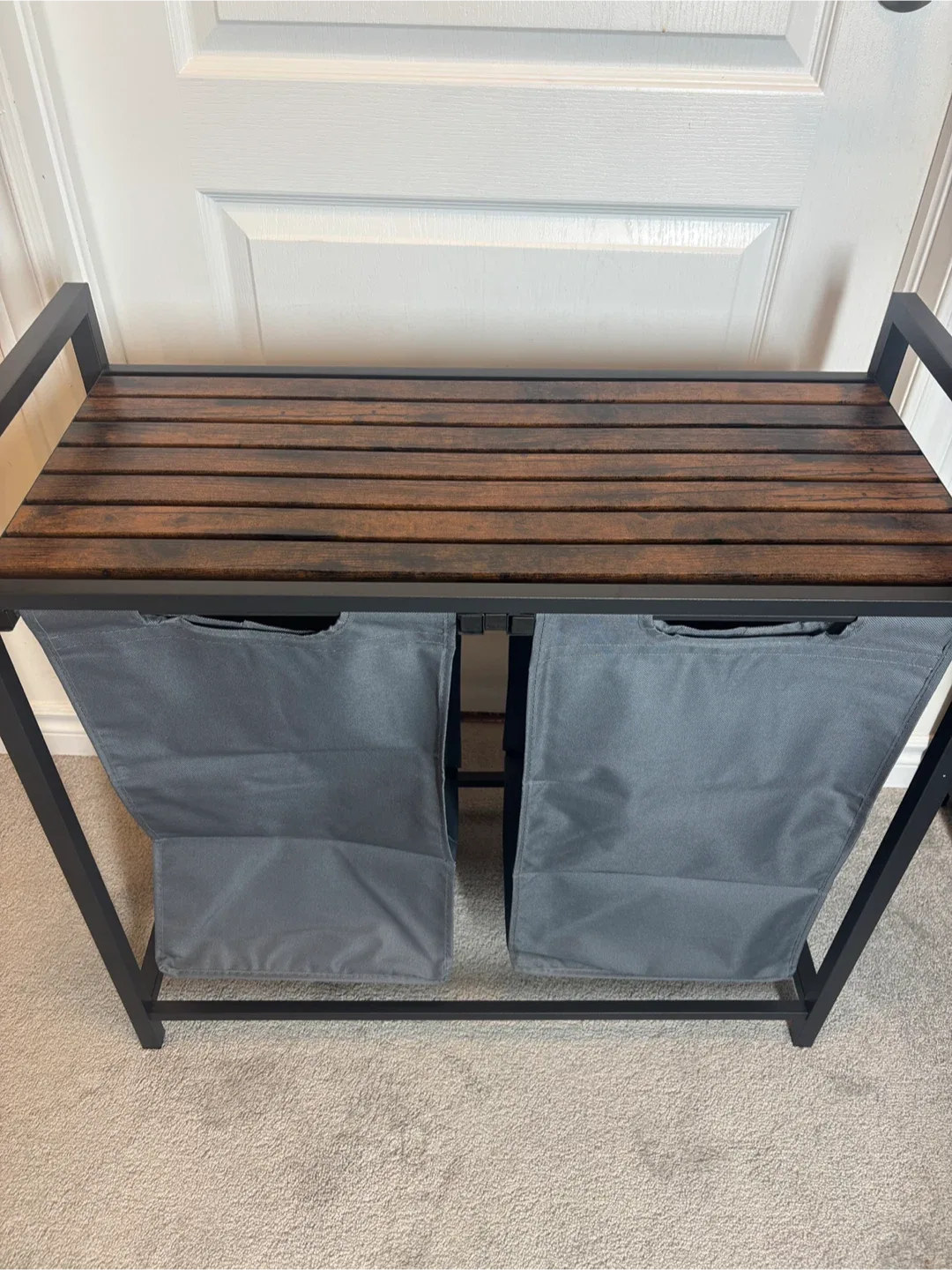 Double Laundry Hamper Sorter- Grey and white image indicator(5)