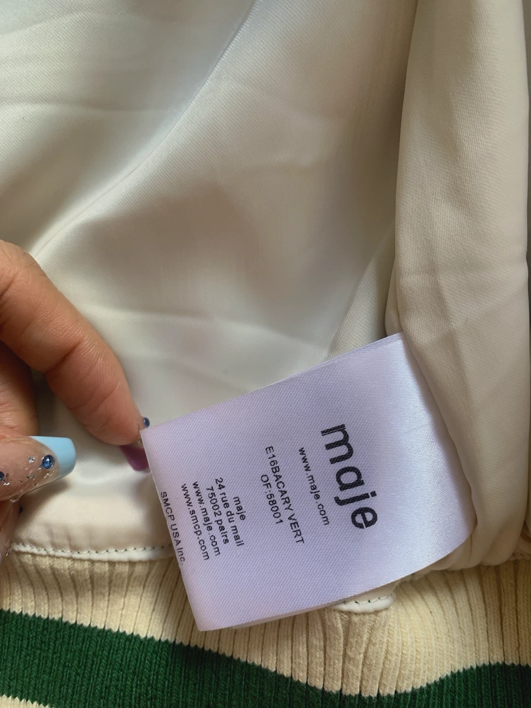 MAJE Green Satin Embroidered Bomber Jacket - photo 3