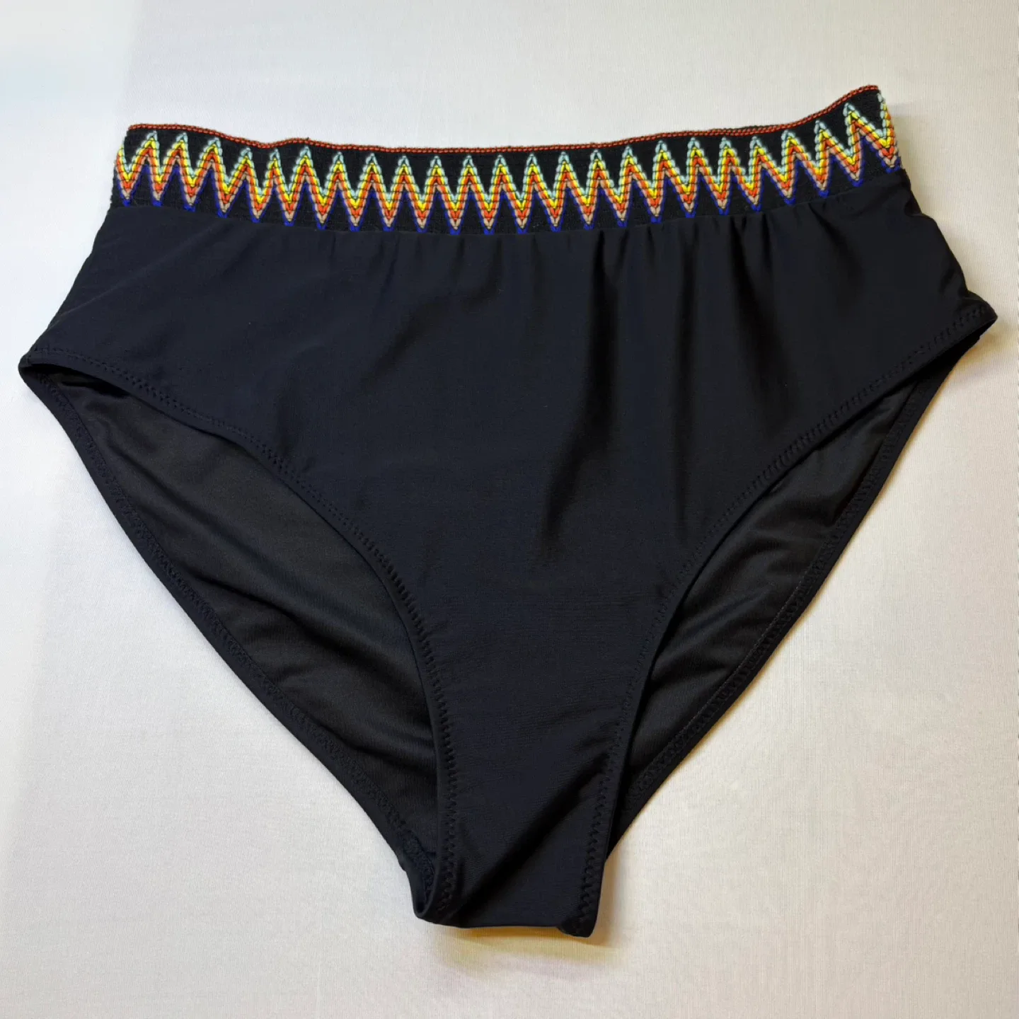 Factme Black High Rise Bikini Swimsuit Bottoms Colorful Trim XXL image indicator(2)