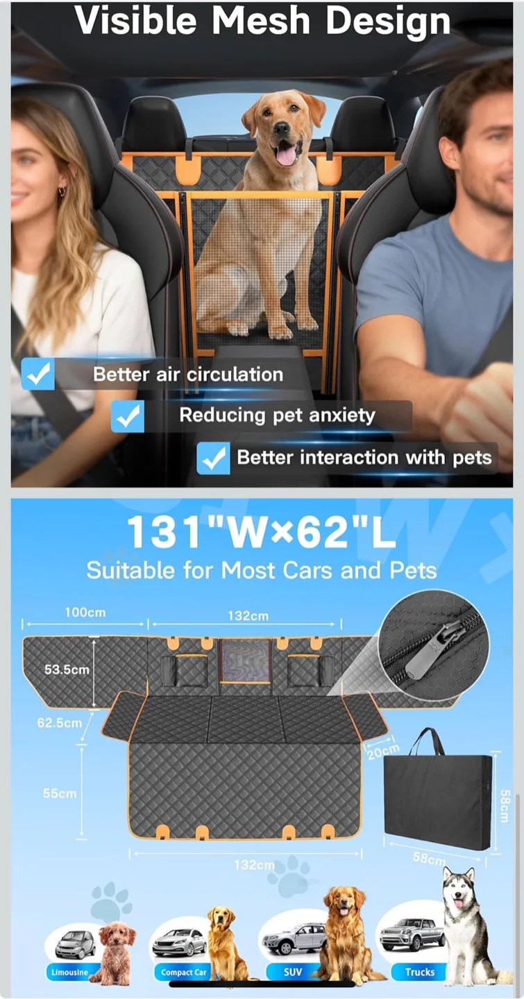 Dog Back Seat Cover - Black image indicator(6)