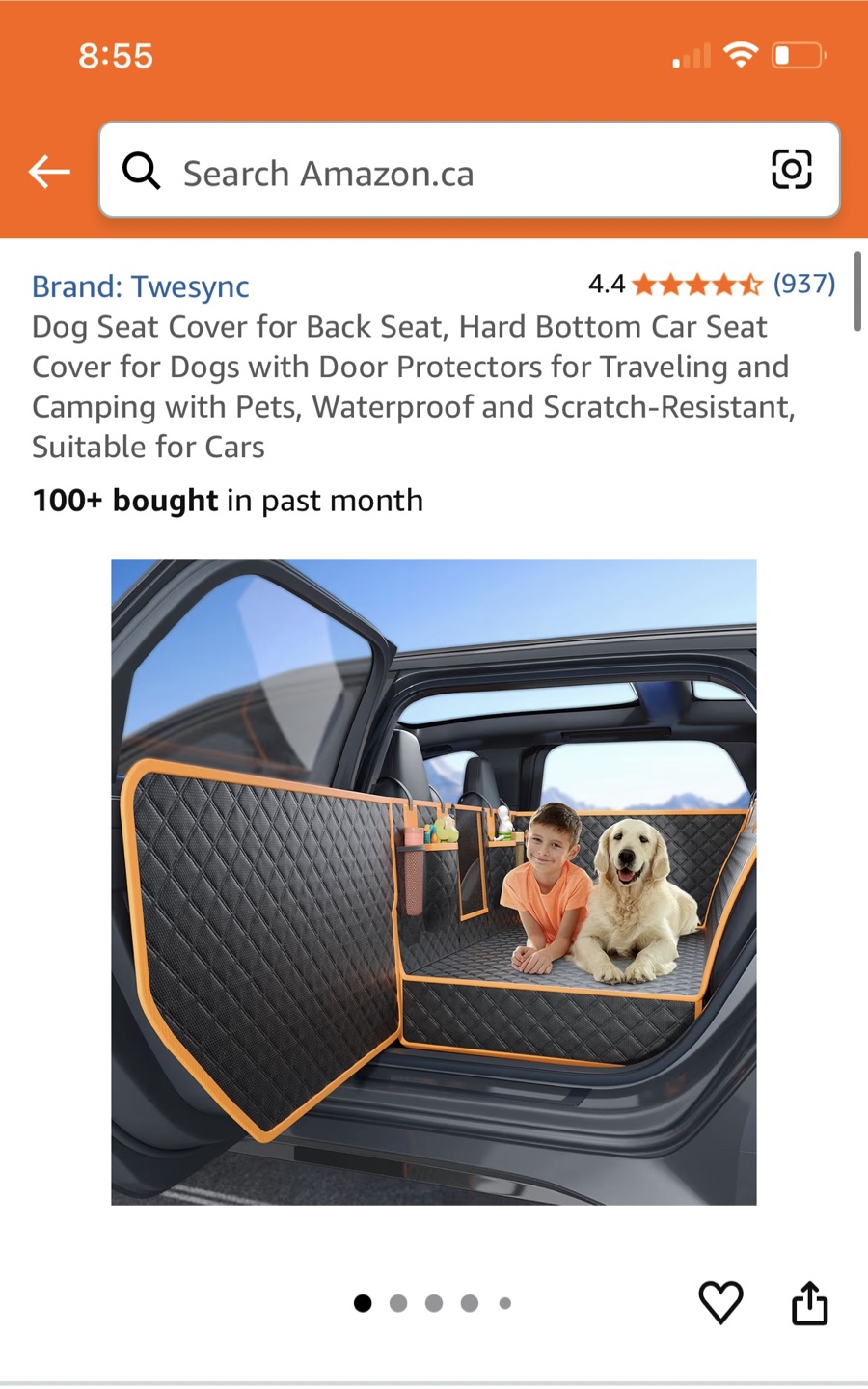 Dog Back Seat Cover - Black