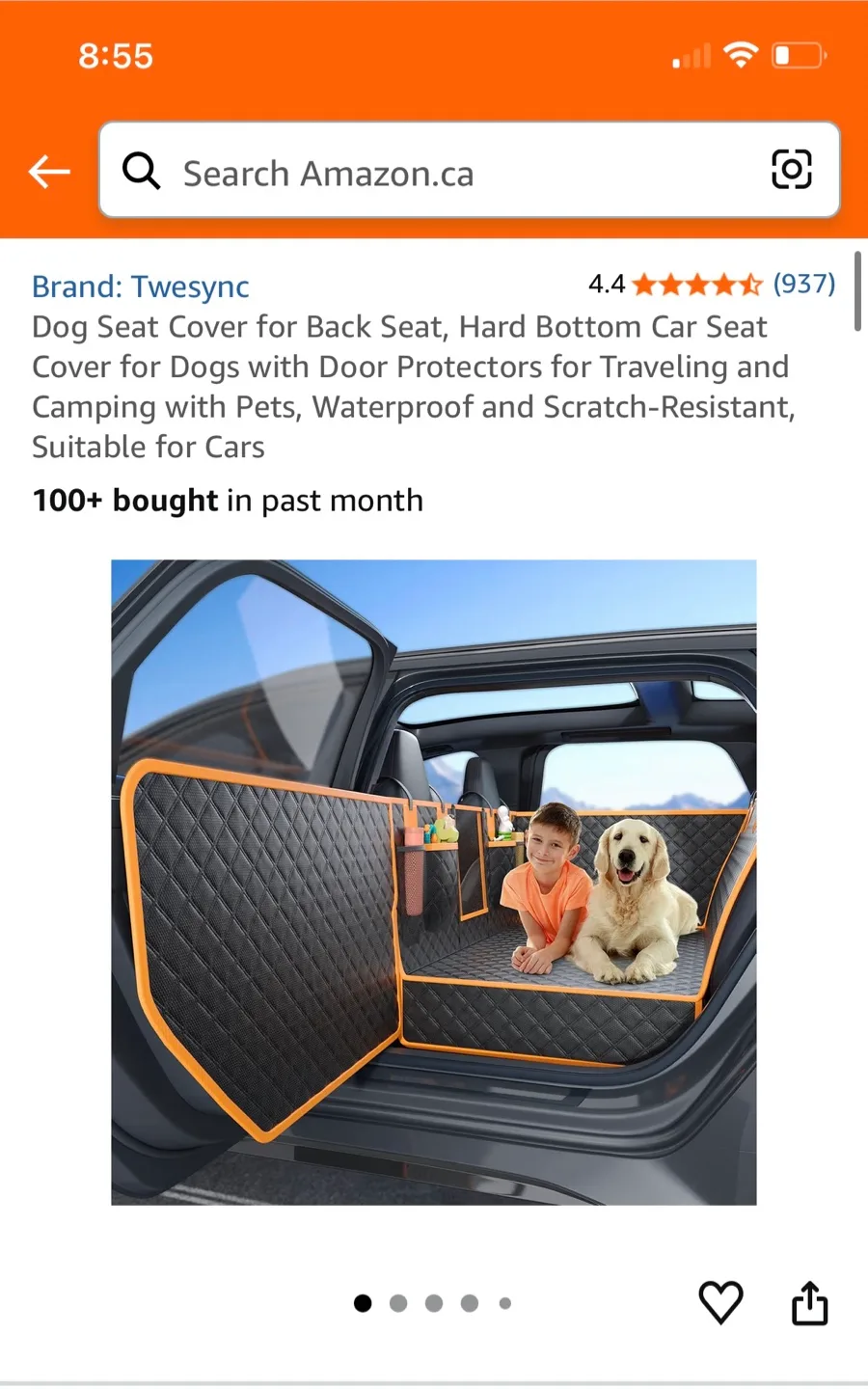 Dog Back Seat Cover - Black