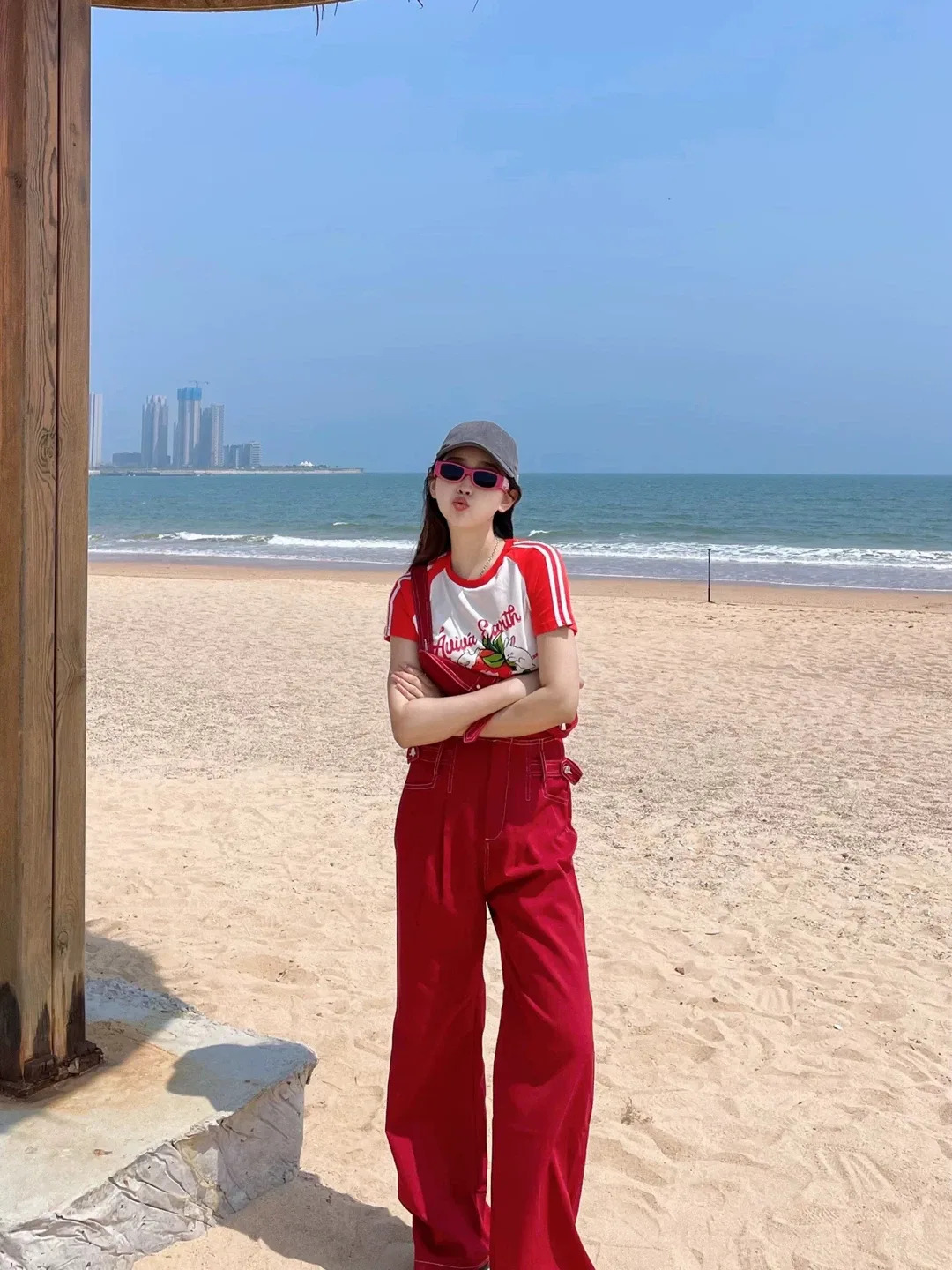 Red Denim Overalls size S image indicator(4)