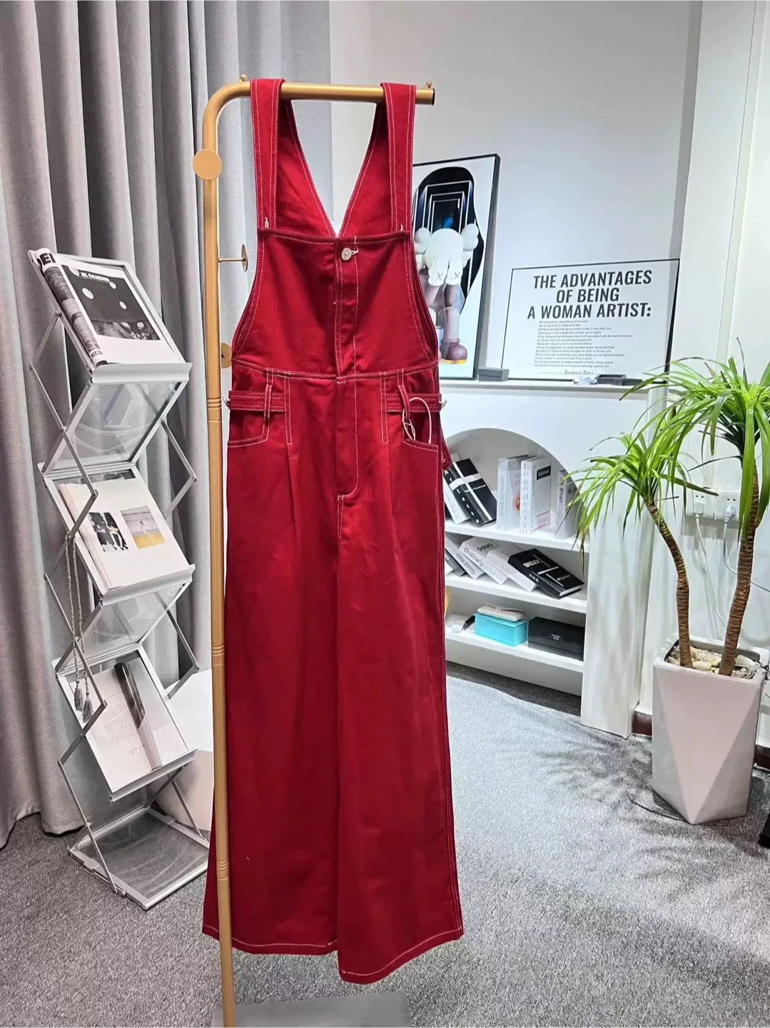 Red Denim Overalls size S