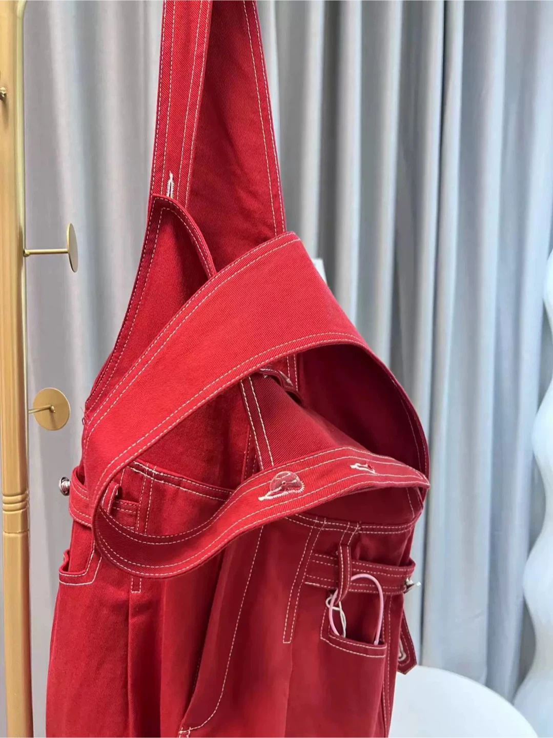 Red Denim Overalls size S - photo 2