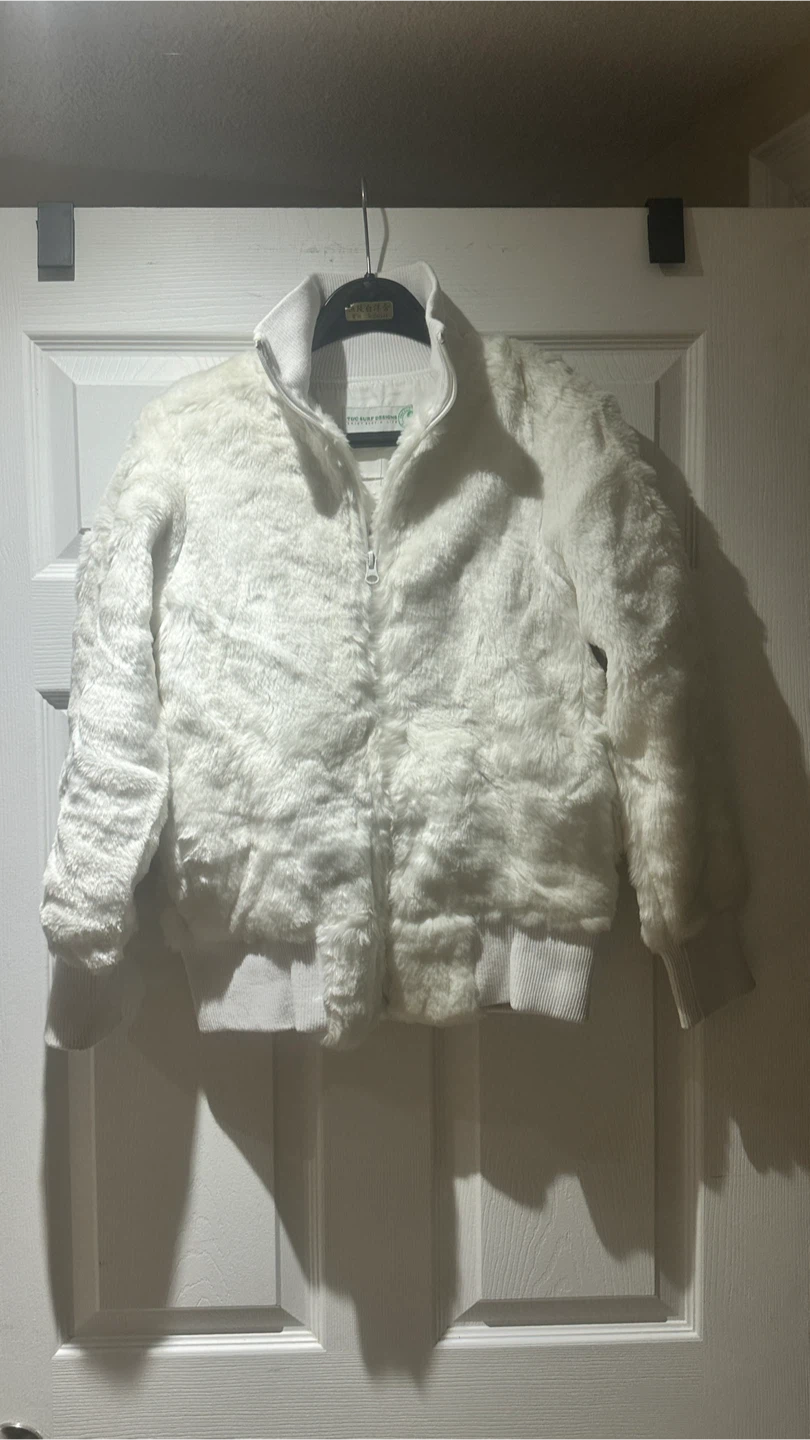 United Colors of Benetton White Fur Jacket