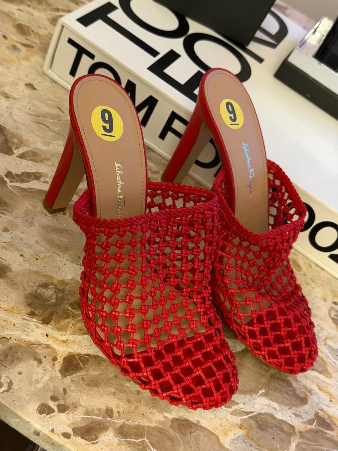 Salvatore Ferragamo Red Mules - Size 9
