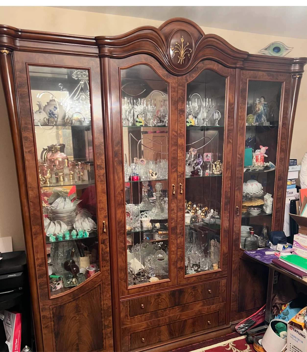 Wooden China Cabinet with Glass Doors