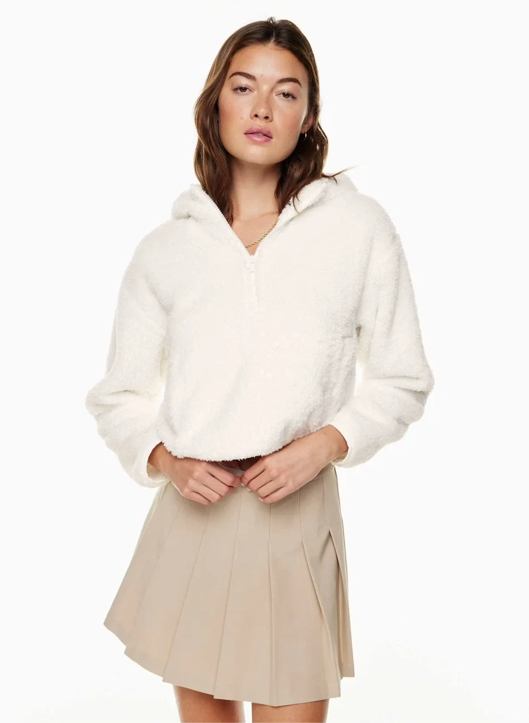 Sunday Best Fuzzy Zip Sweater - White image indicator(4)