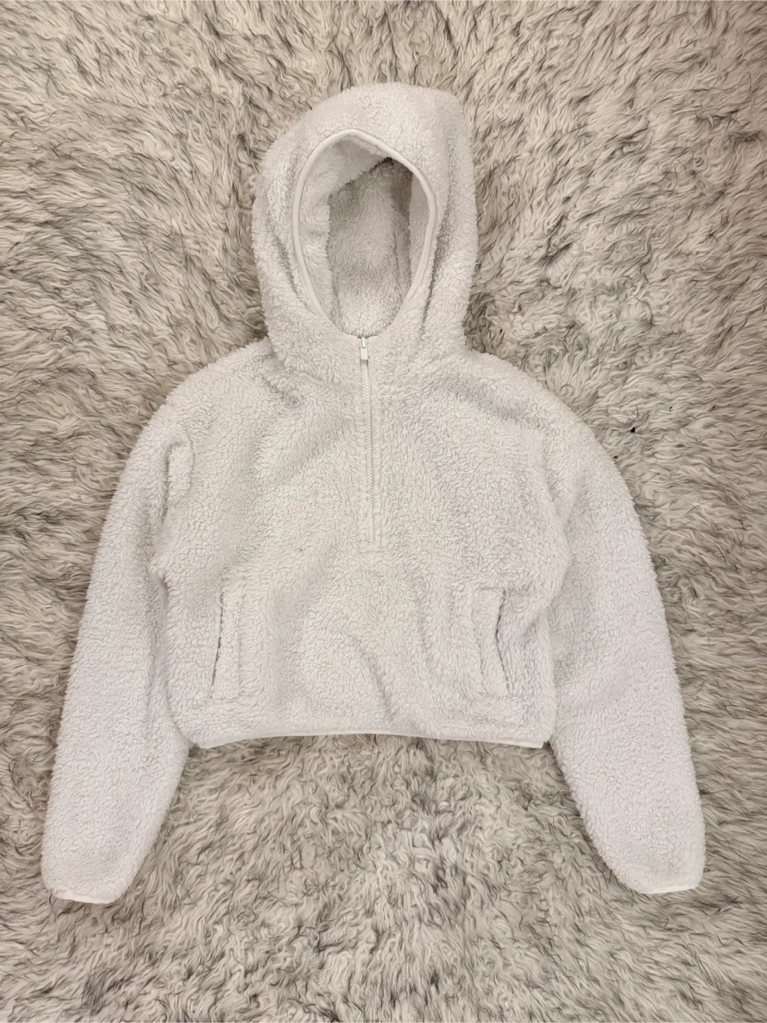 Sunday Best Fuzzy Zip Sweater - White