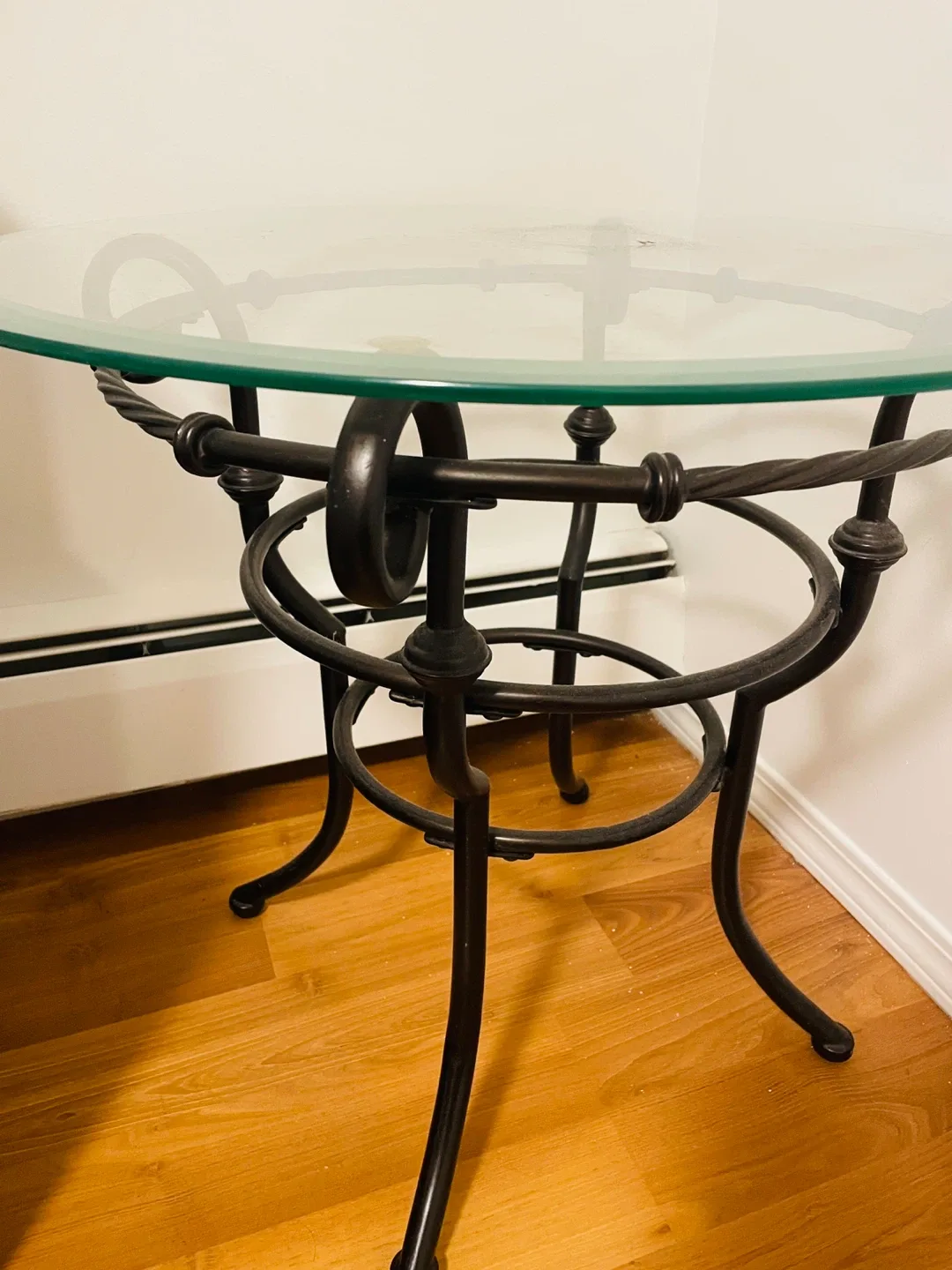 Glass Top Round Side Table