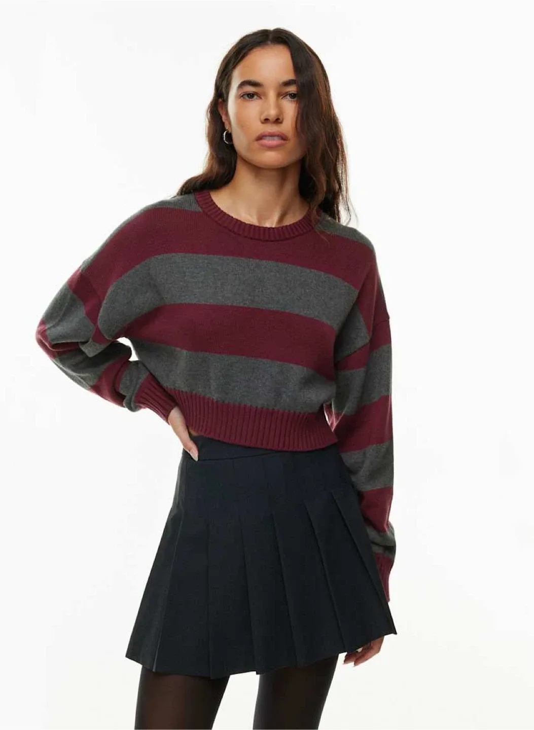 Sunday Best ‘Peggy’ Cropped Sweater - Spcd Brgd / H Charcoal image indicator(4)