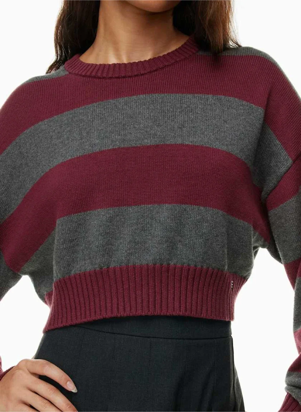 Sunday Best ‘Peggy’ Cropped Sweater - Spcd Brgd / H Charcoal image indicator(6)