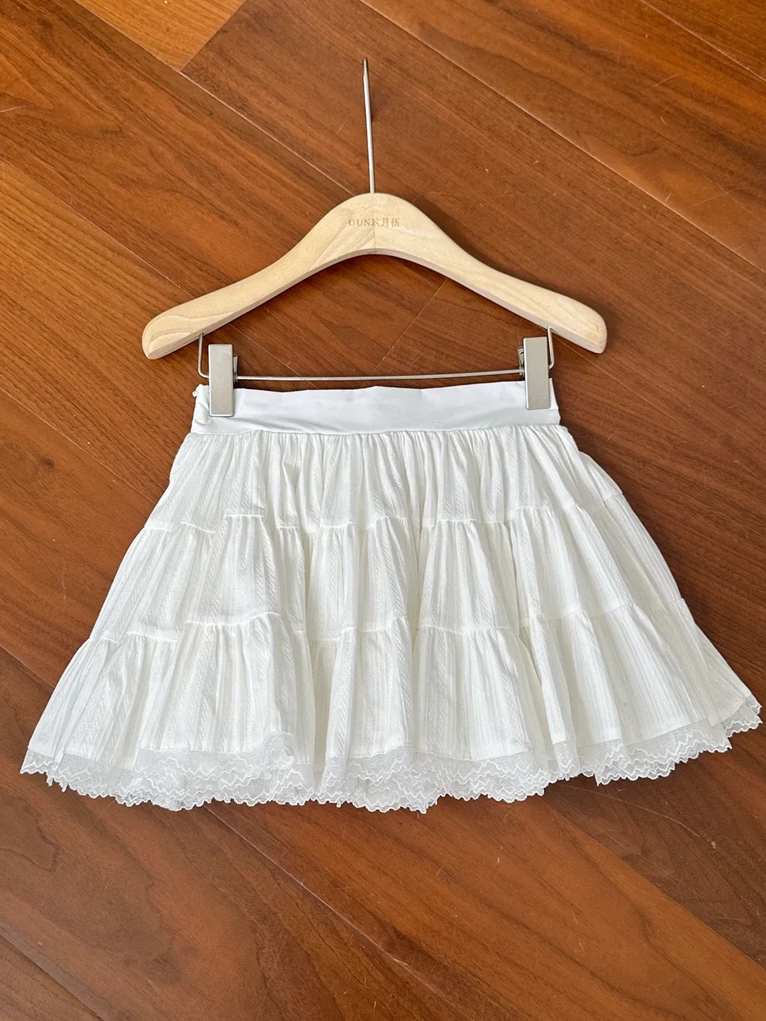White Tiered Skirt with safety shorts