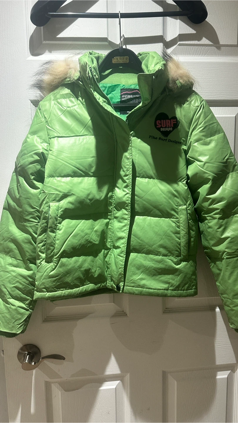 Piko Hawaii Surf Designs Green Down Jacket