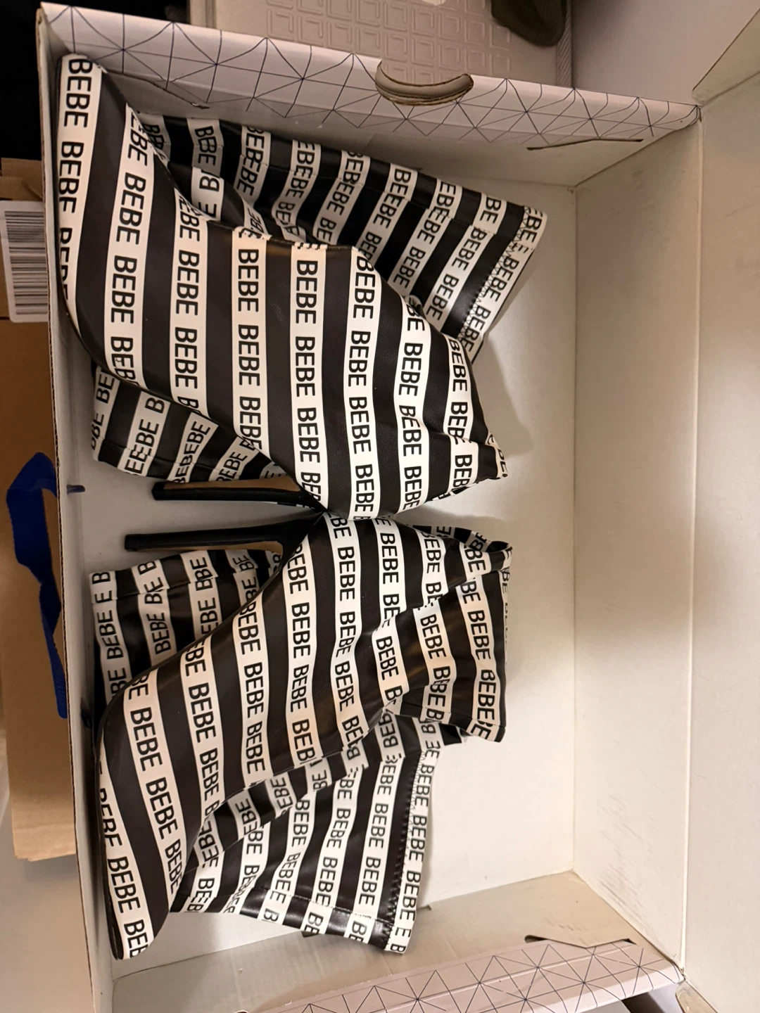 Bebe Black & White Thigh High Boots - photo 2